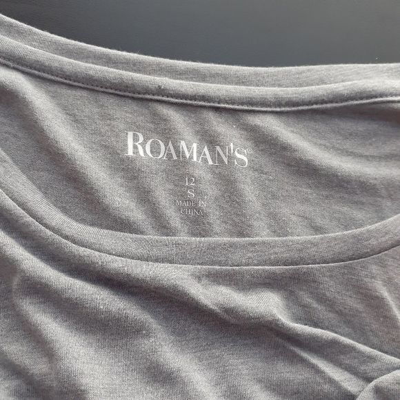 Roaman's Heather Gray Ruched Drawstring Tunic 12 NWOT - Picture 3 of 7